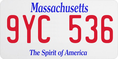 MA license plate 9YC536