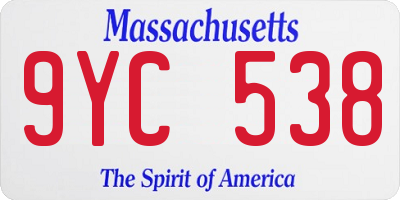 MA license plate 9YC538