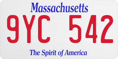MA license plate 9YC542