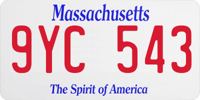 MA license plate 9YC543