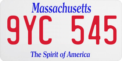 MA license plate 9YC545