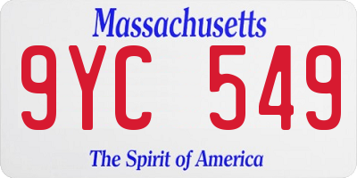 MA license plate 9YC549
