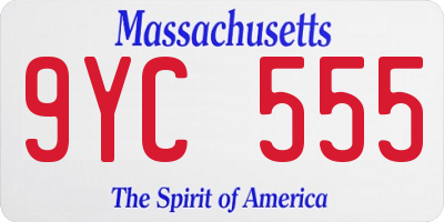 MA license plate 9YC555