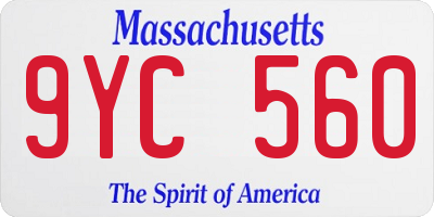 MA license plate 9YC560