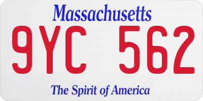 MA license plate 9YC562