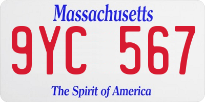 MA license plate 9YC567