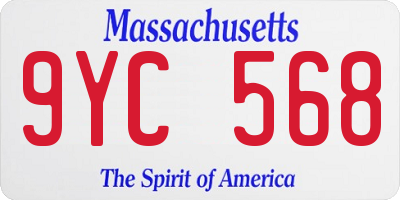 MA license plate 9YC568