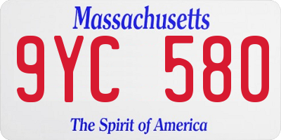 MA license plate 9YC580