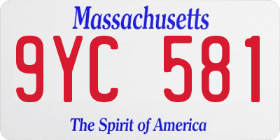 MA license plate 9YC581