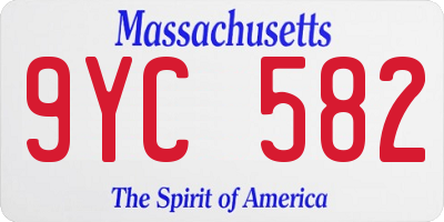 MA license plate 9YC582