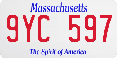 MA license plate 9YC597