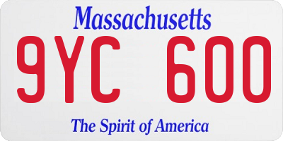 MA license plate 9YC600