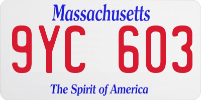 MA license plate 9YC603