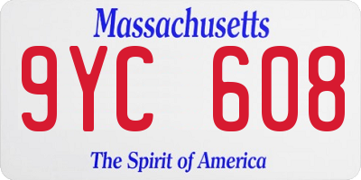 MA license plate 9YC608