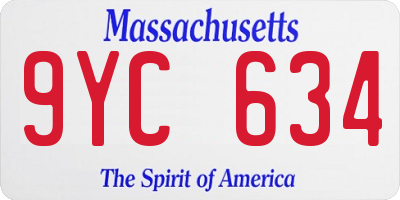 MA license plate 9YC634