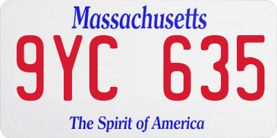MA license plate 9YC635