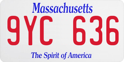 MA license plate 9YC636