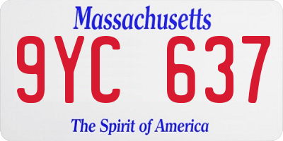 MA license plate 9YC637