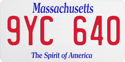 MA license plate 9YC640