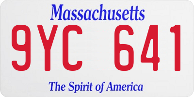 MA license plate 9YC641