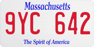 MA license plate 9YC642