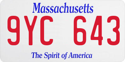MA license plate 9YC643