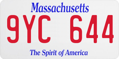 MA license plate 9YC644