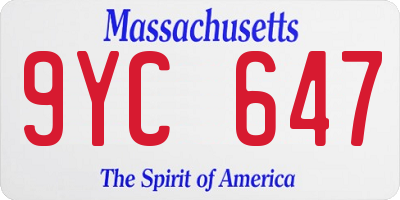 MA license plate 9YC647