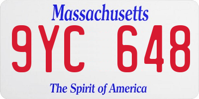 MA license plate 9YC648