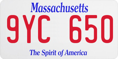MA license plate 9YC650