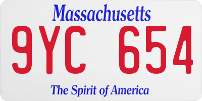 MA license plate 9YC654