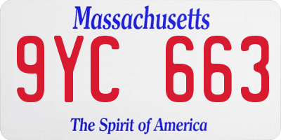 MA license plate 9YC663
