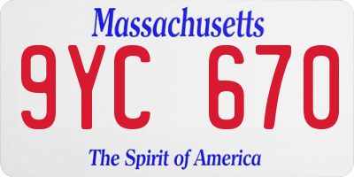 MA license plate 9YC670