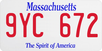 MA license plate 9YC672