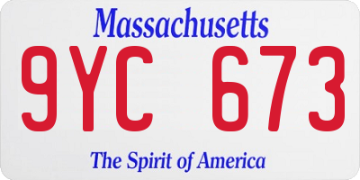 MA license plate 9YC673