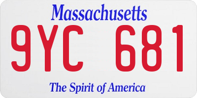 MA license plate 9YC681