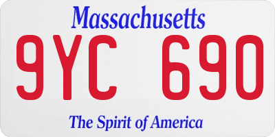 MA license plate 9YC690