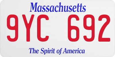 MA license plate 9YC692