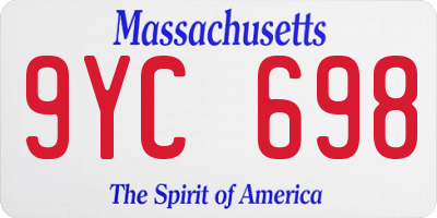 MA license plate 9YC698