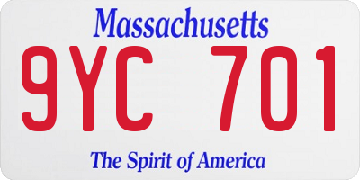 MA license plate 9YC701