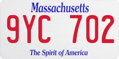 MA license plate 9YC702