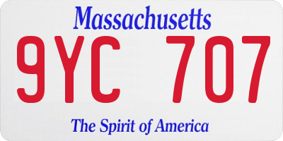 MA license plate 9YC707