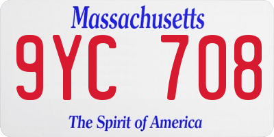 MA license plate 9YC708