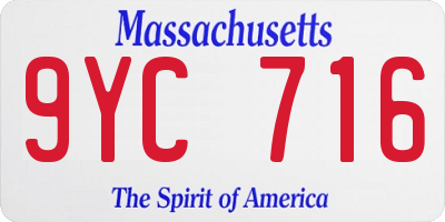 MA license plate 9YC716