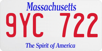 MA license plate 9YC722