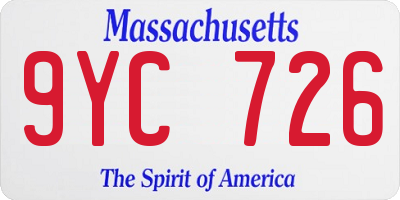 MA license plate 9YC726