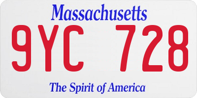 MA license plate 9YC728