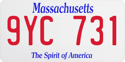 MA license plate 9YC731