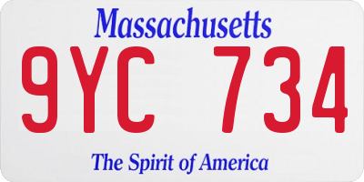 MA license plate 9YC734