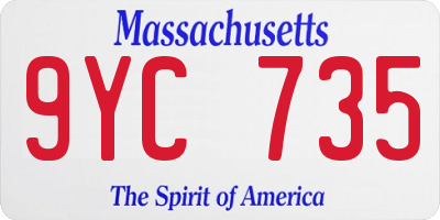 MA license plate 9YC735